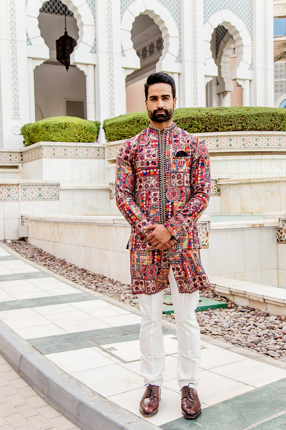 Multi Colored Printed Kurta Set With Nehru Jacket – shop soniyag