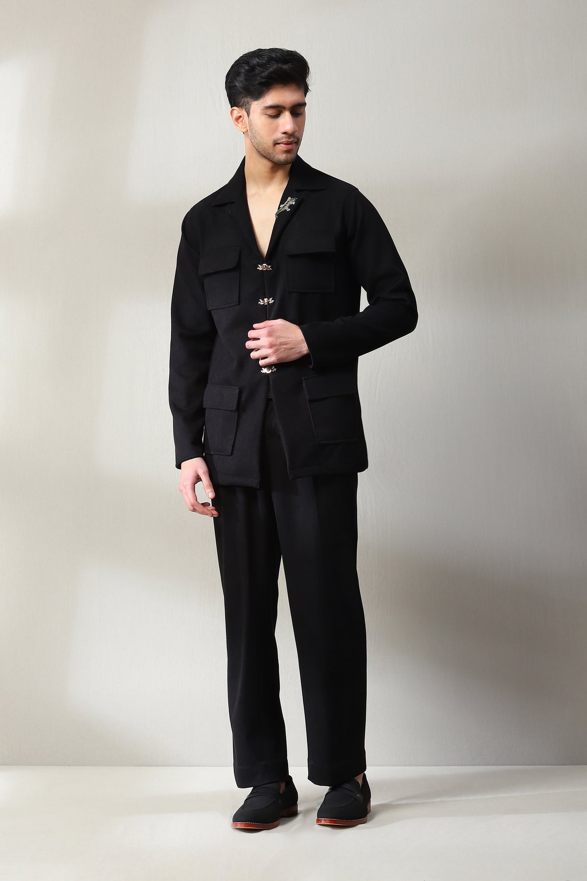 This black corduroy velvet co-ord set