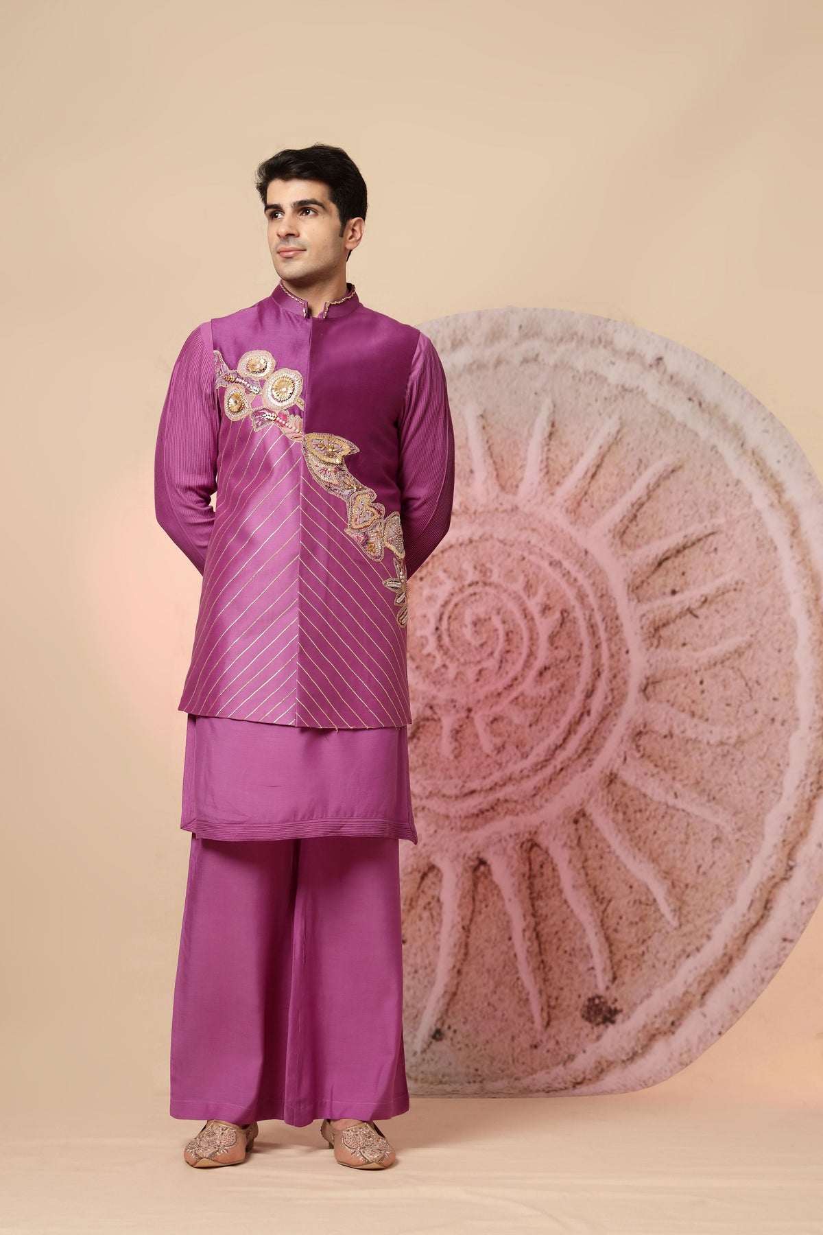 Bold Elegance in Magenta Designer Jacket Kurta Pajama Set