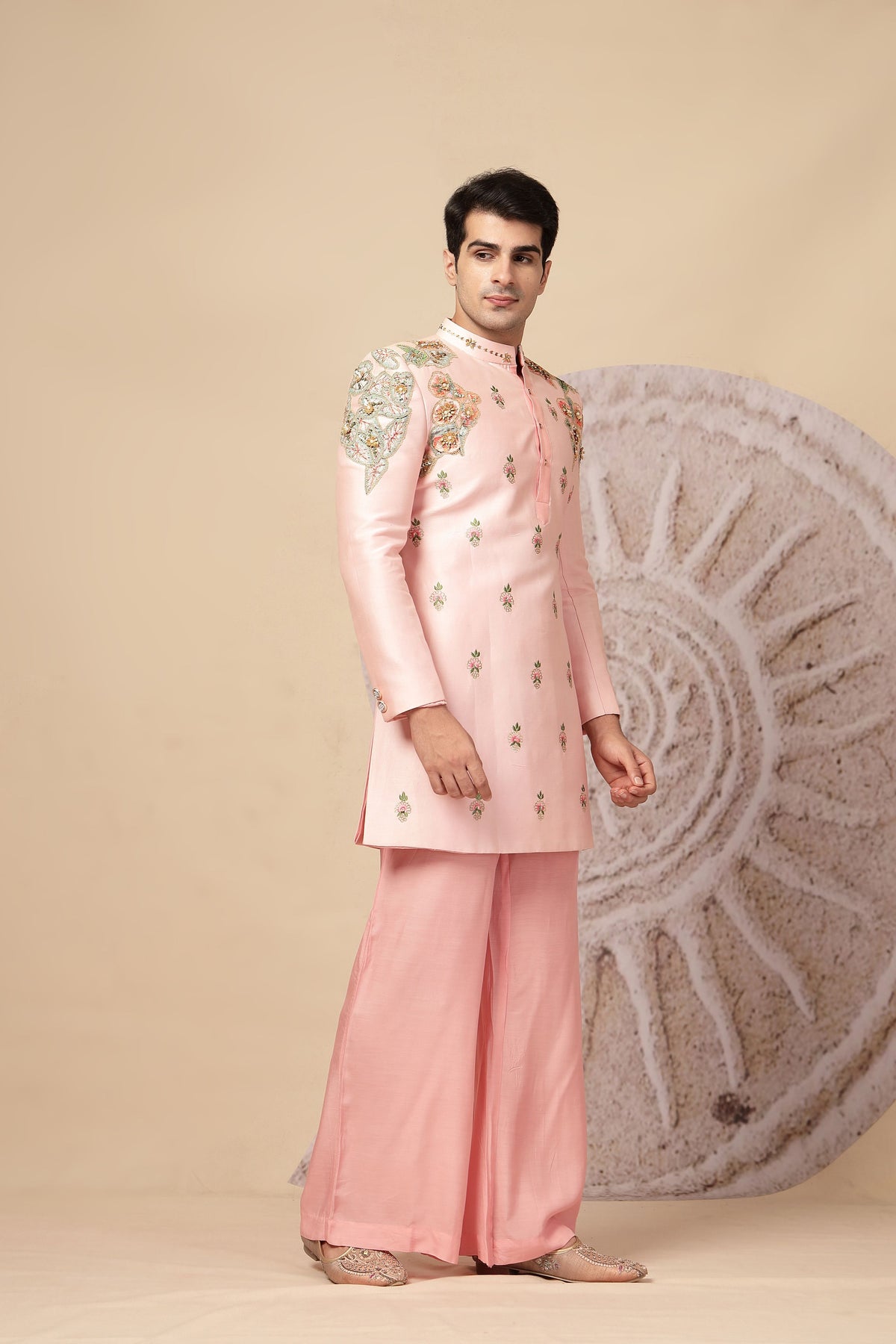 Elegant Pastel Pink Embroidered Kurta Set