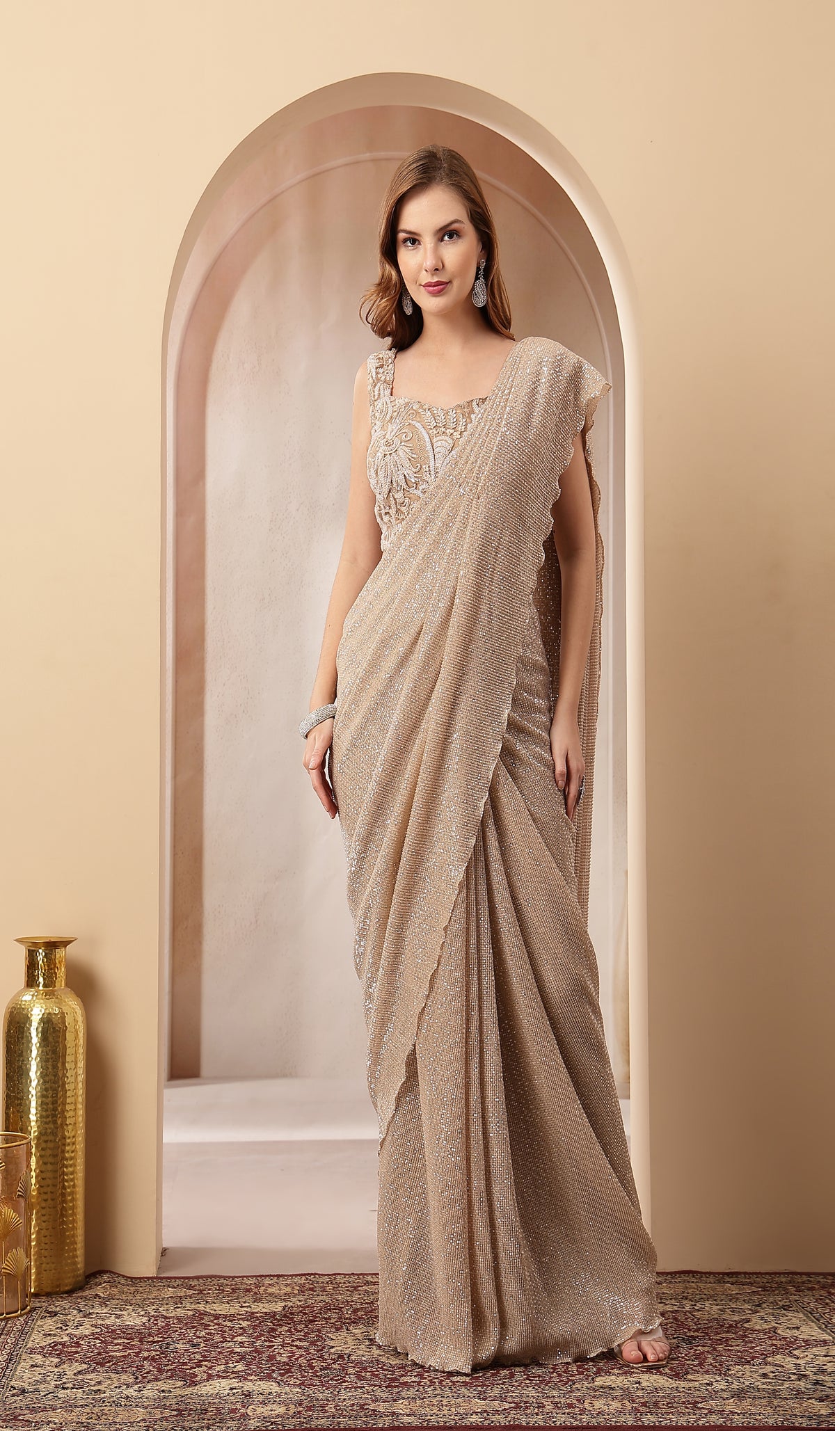 Afroza Champagne Beige Saree