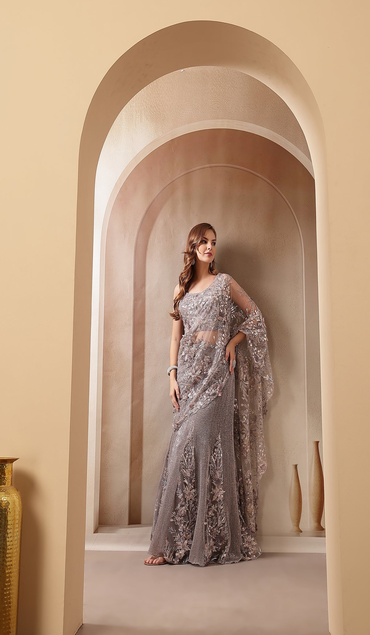 Noor-E-Falak Pre-Draped Saree Gown Captures The Poetry Of Moonlight On Fabric