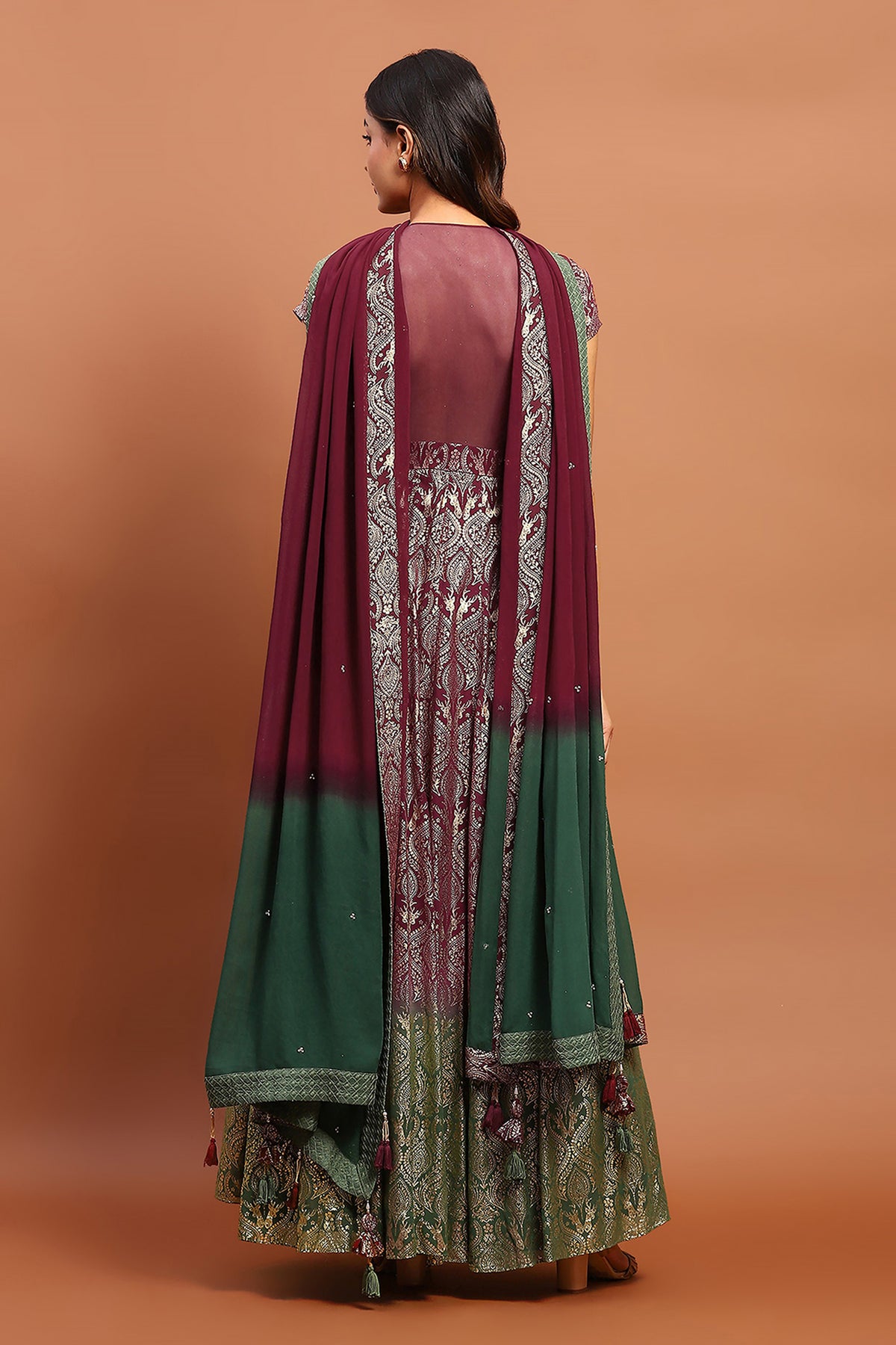 Ombre Anarkali With Ombre Dupatta. Georgette Fabric