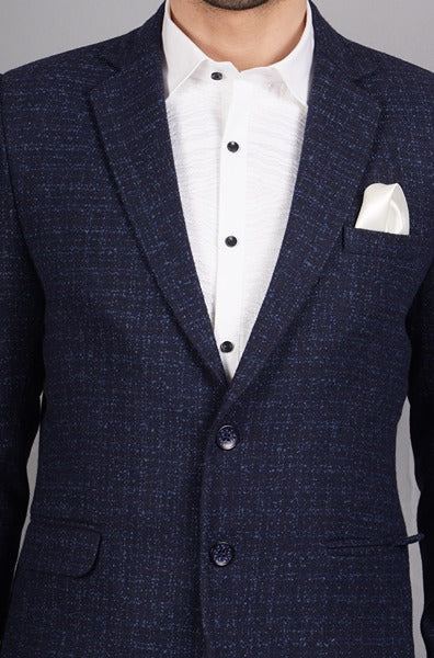Navy Blue Blazer In Tweed