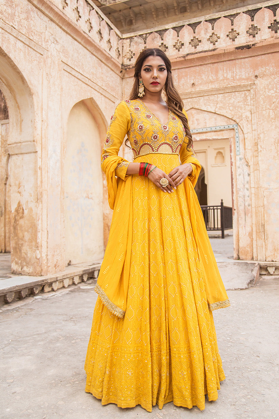 Lucknowi Anarkali With Complimenting Stole