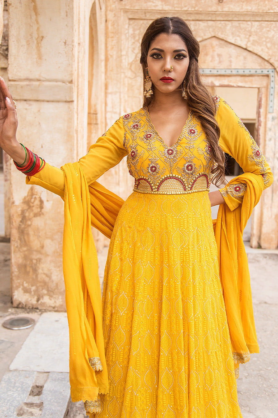 Lucknowi Anarkali With Complimenting Stole