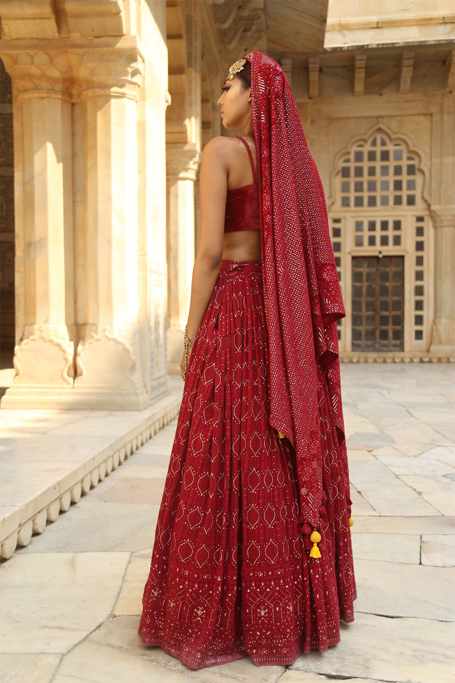 Lucknowi Chikankari Lehenga With Embroidered Blouse With Matching Sequece Duppatta