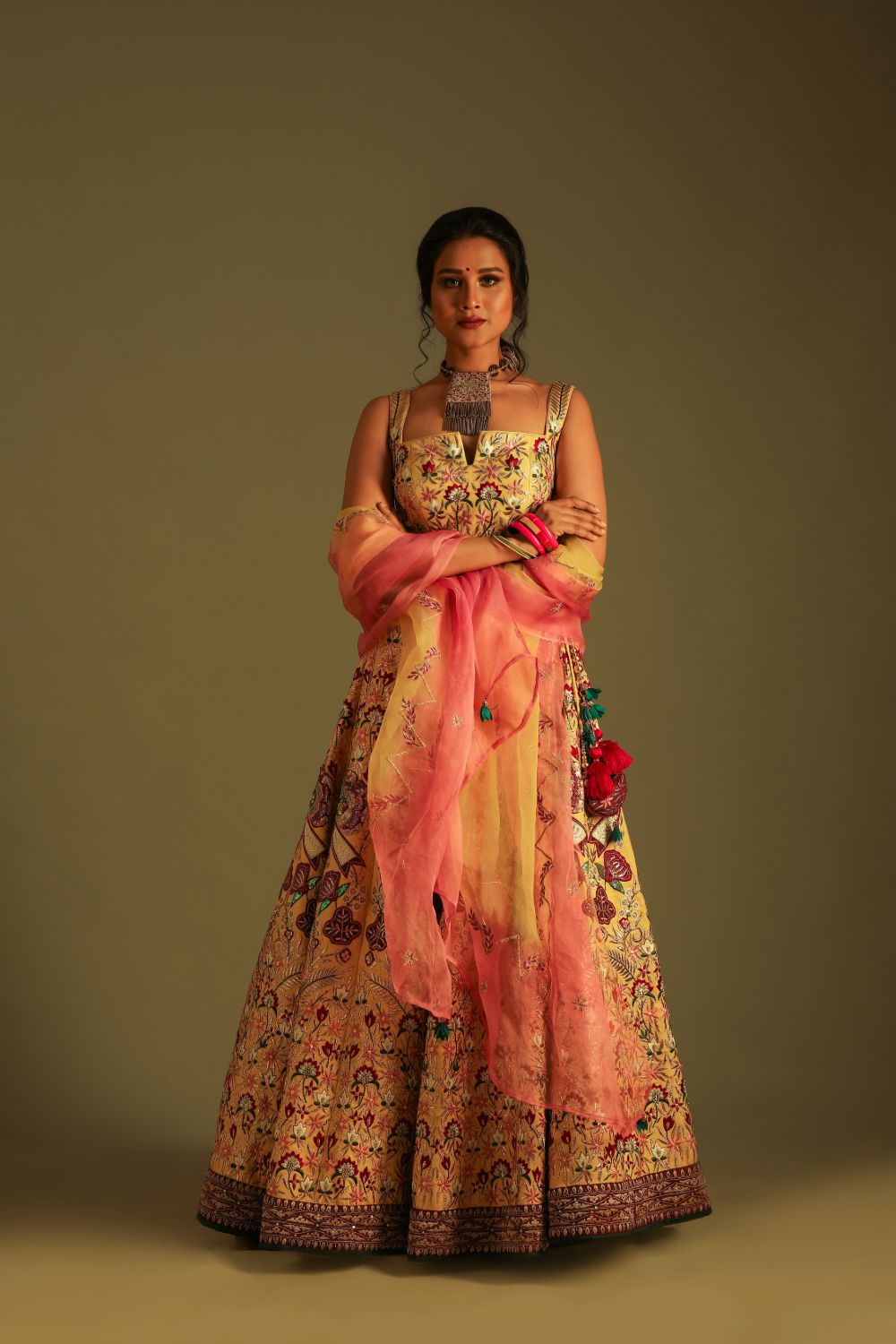 Mesmerizing Lehenga With Embroided Silk Blouse