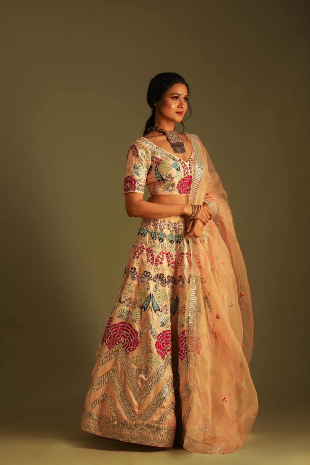 Multicoloured Georgette Lehenga Blouse