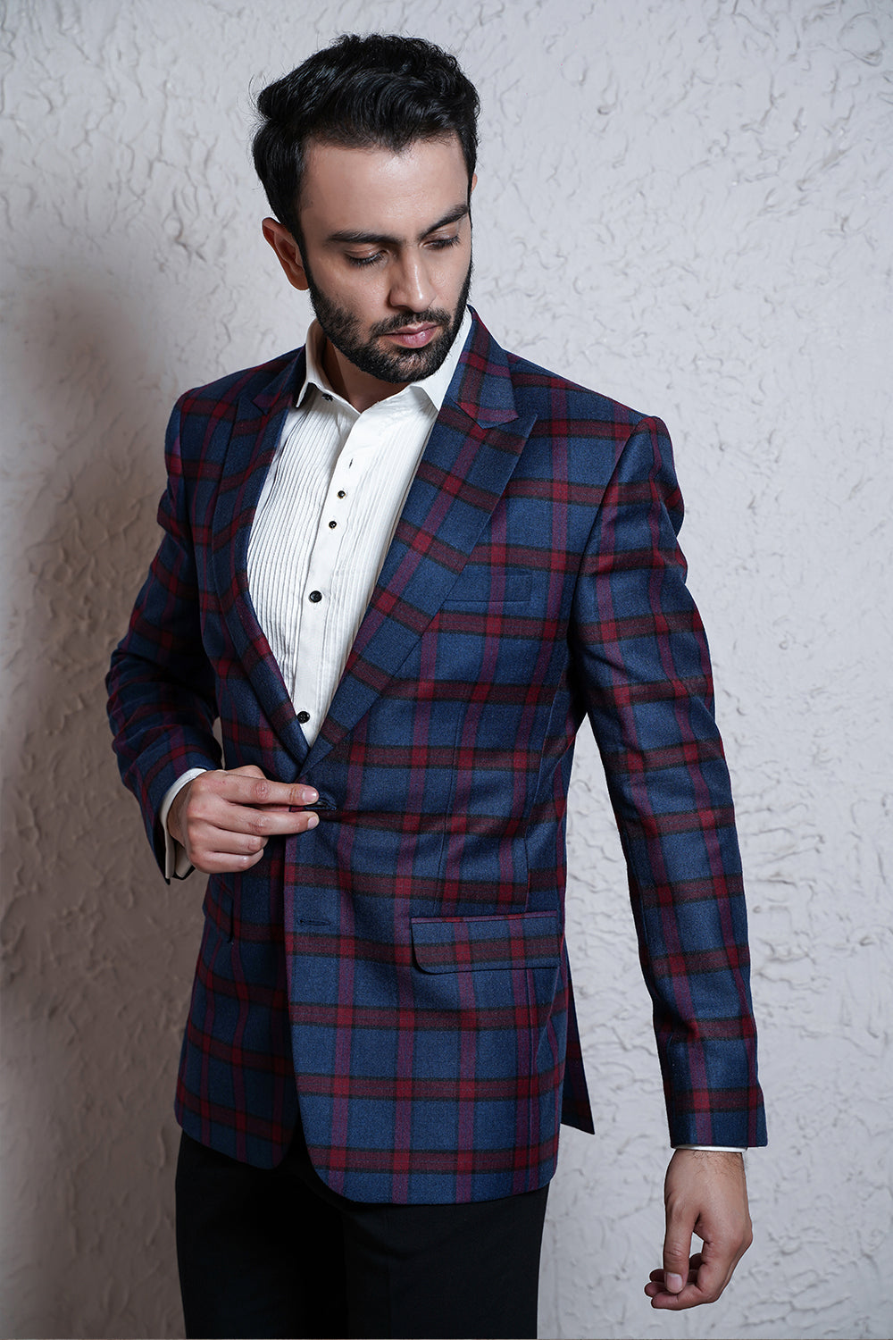 Navy blue check blazer hotsell