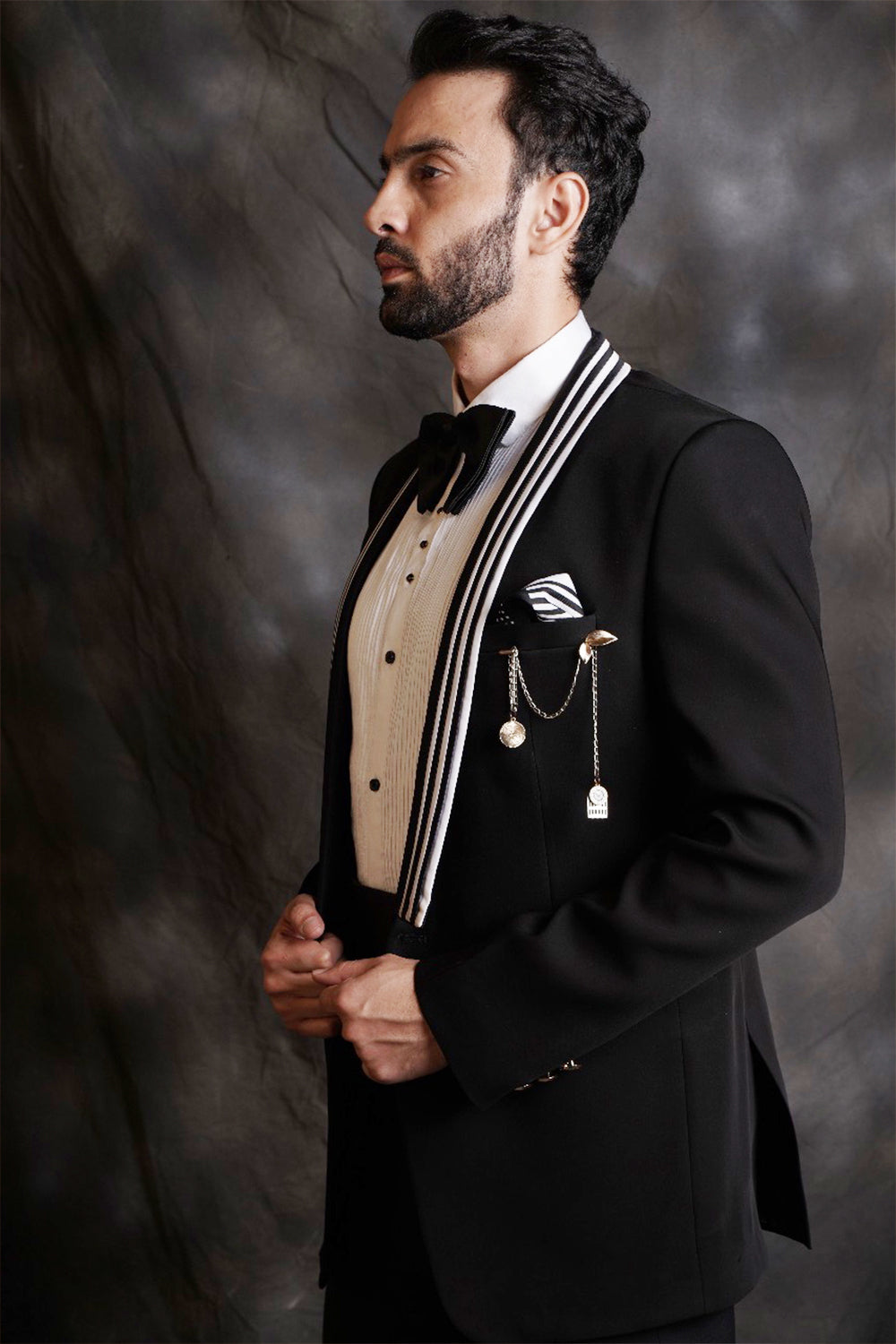 Italian Crepe Tuxedo With Satin Waist Belt