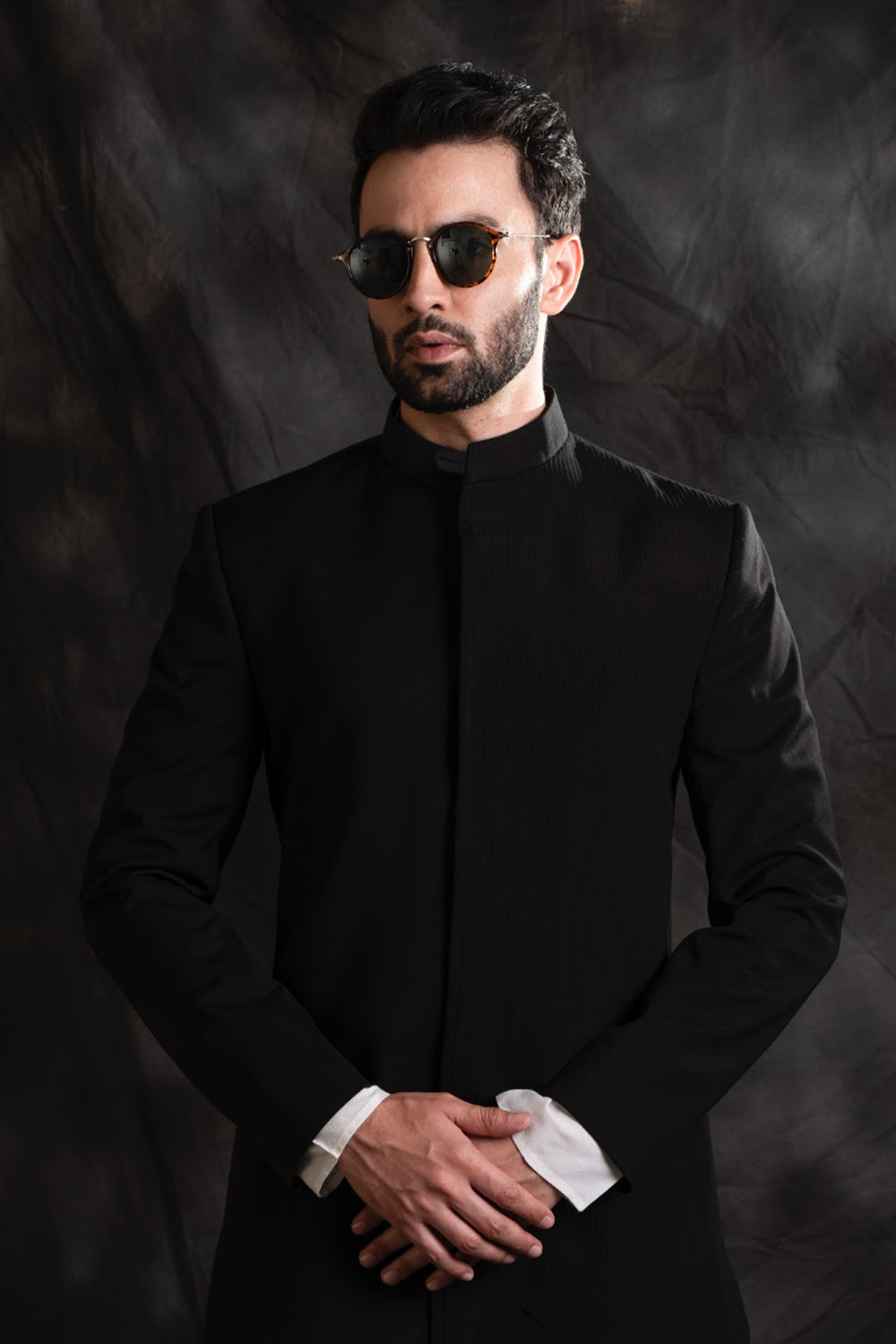 Black Indowestern With Kurta And Off White Pant