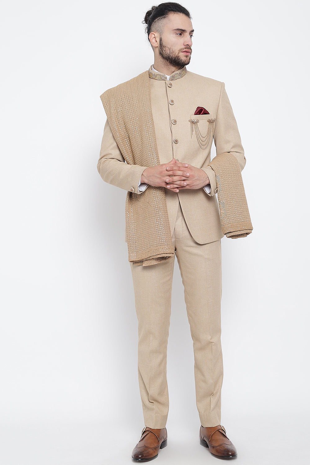 beige jodhpuri suit