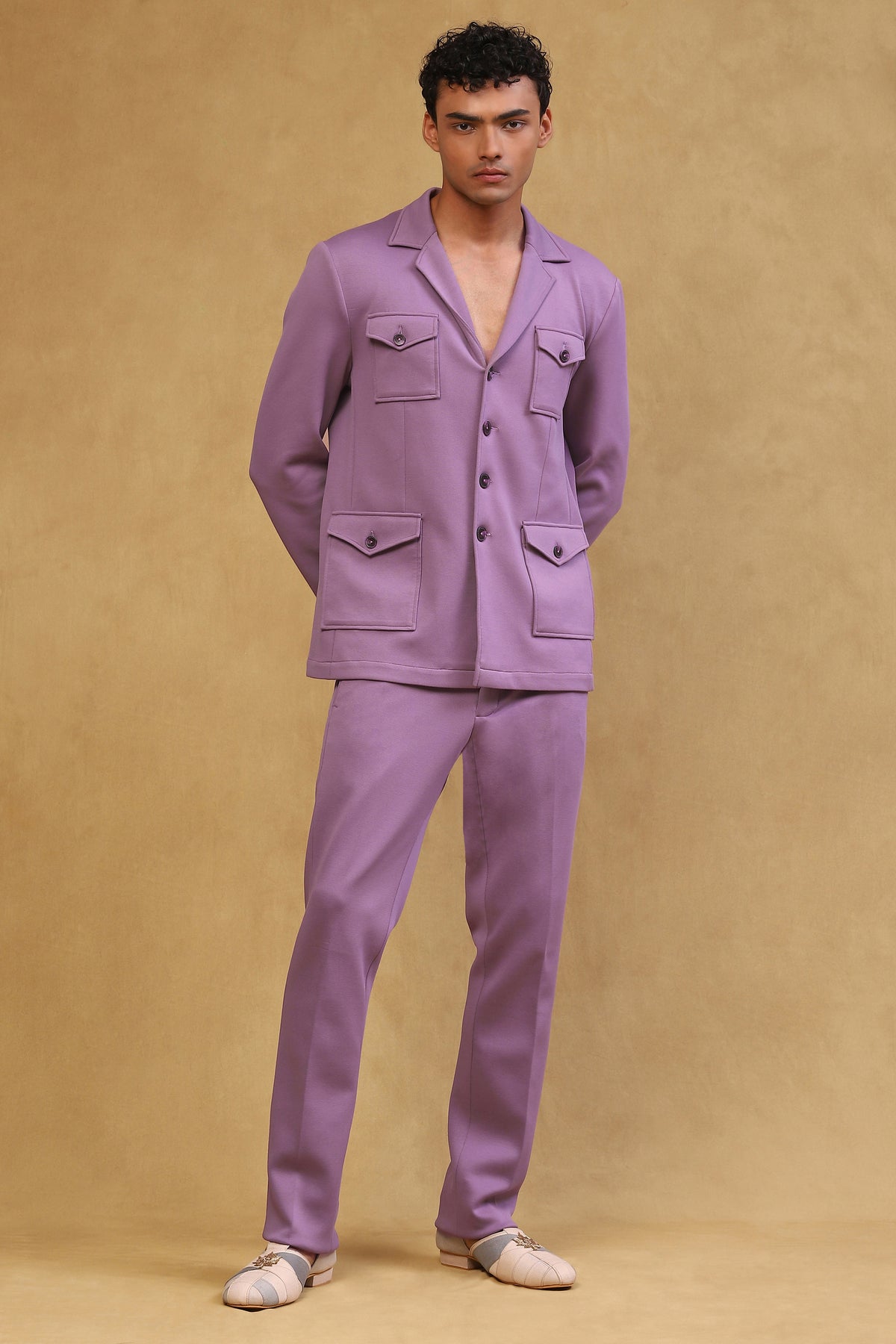 Lavender Coloured Viscos Lycra Co-Ord Set