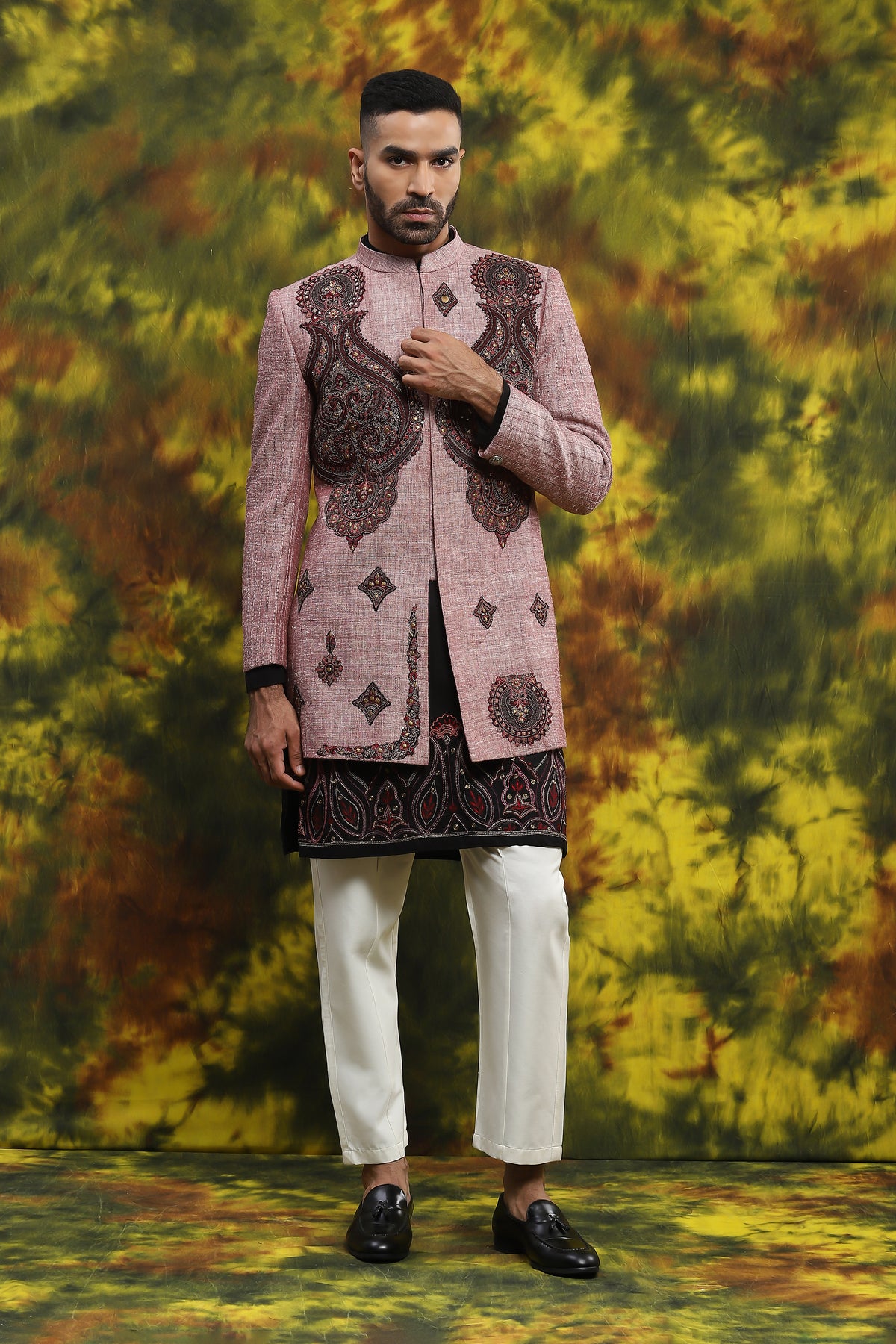 Paisley Print Indowestern In Handloom