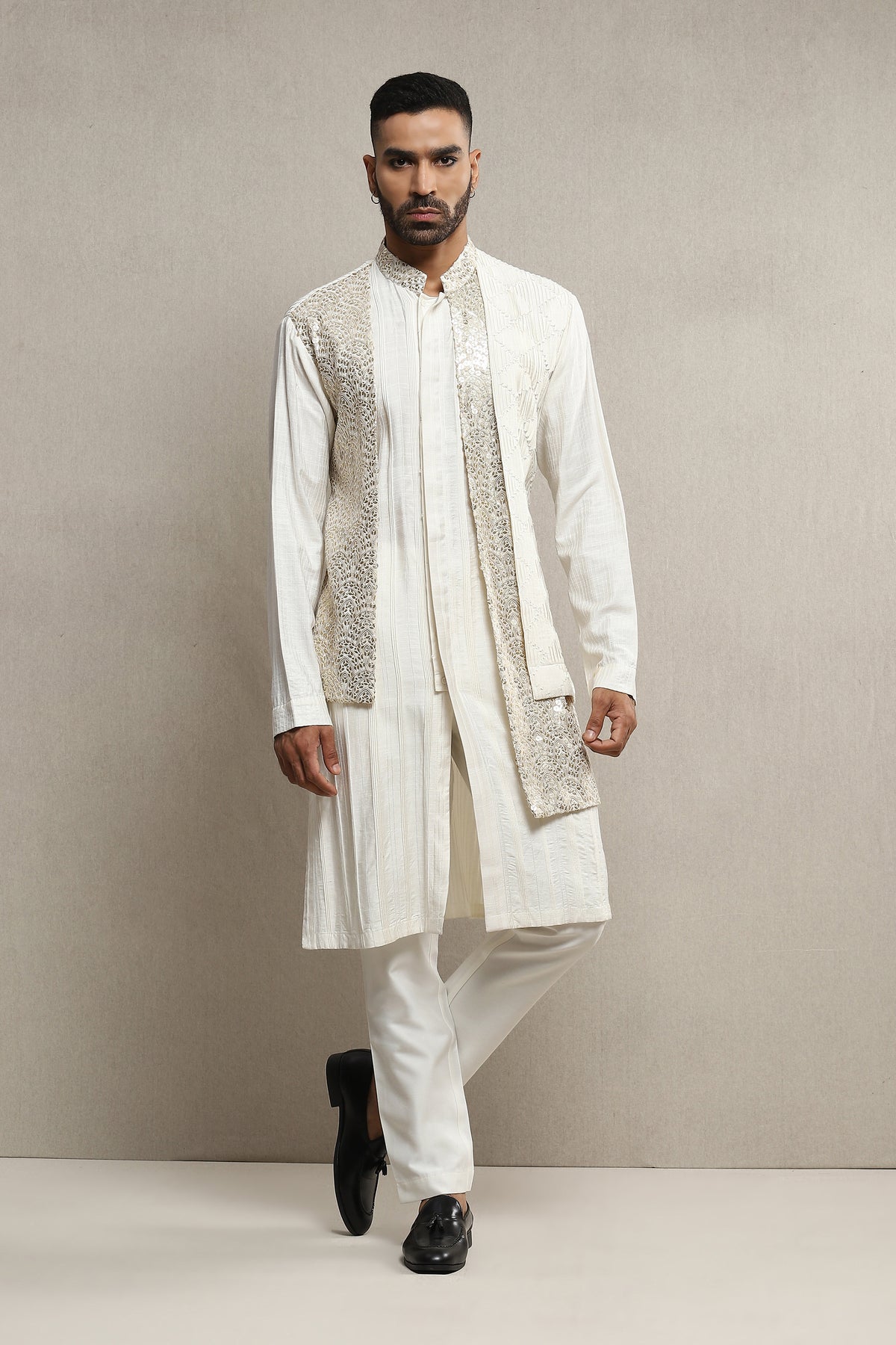 Pintuck Flap Kurta With Pants