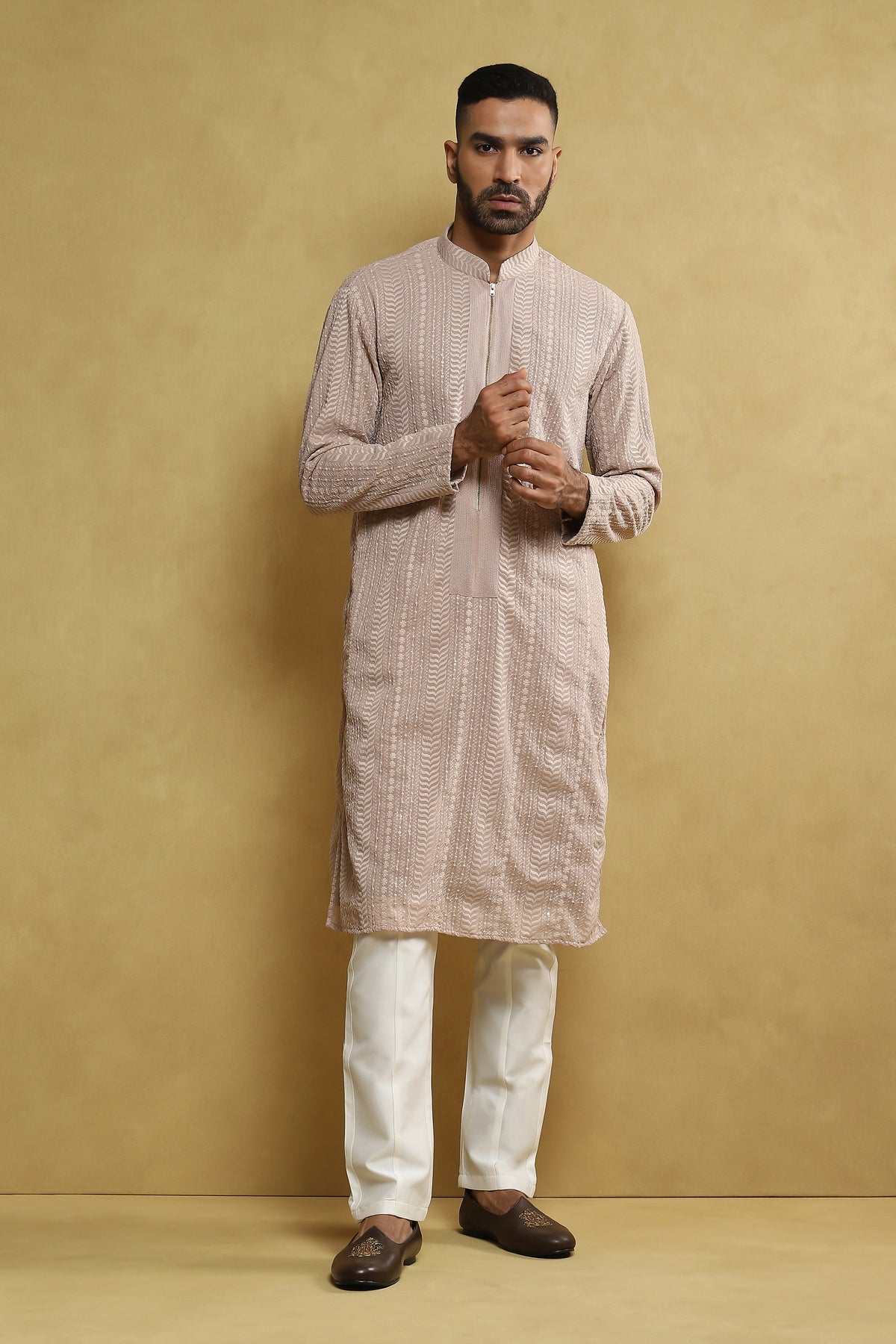 Pink Georgette Kurta With Churidar