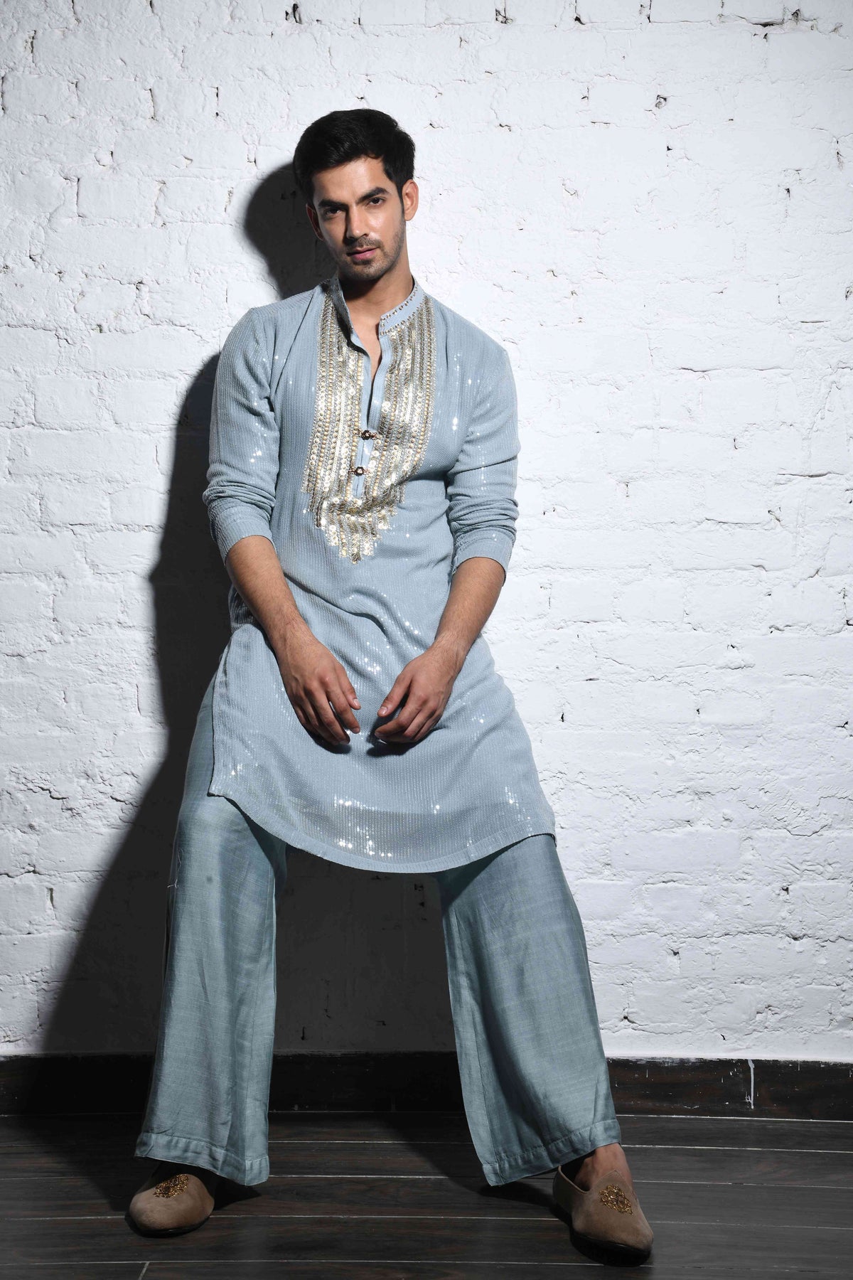 A Sky Blue Coloured Sequin Kurta