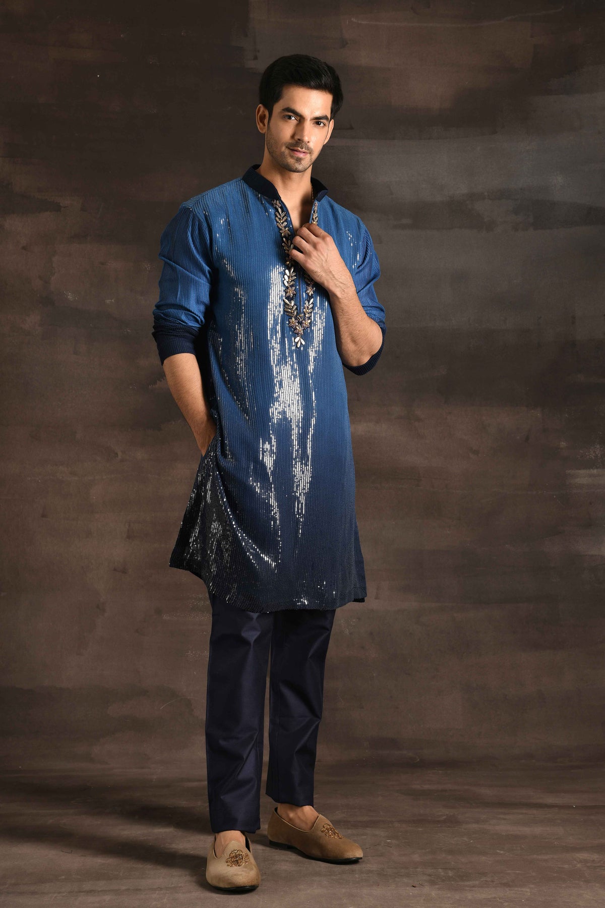 An Ombre Blue Shaded Sequin Kurta