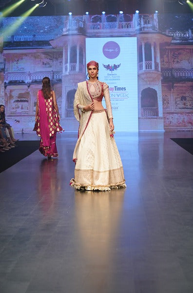 Cream Colour Lehenga In Brocade