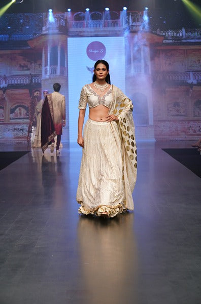 Forest Print Cream Coloured Lehenga