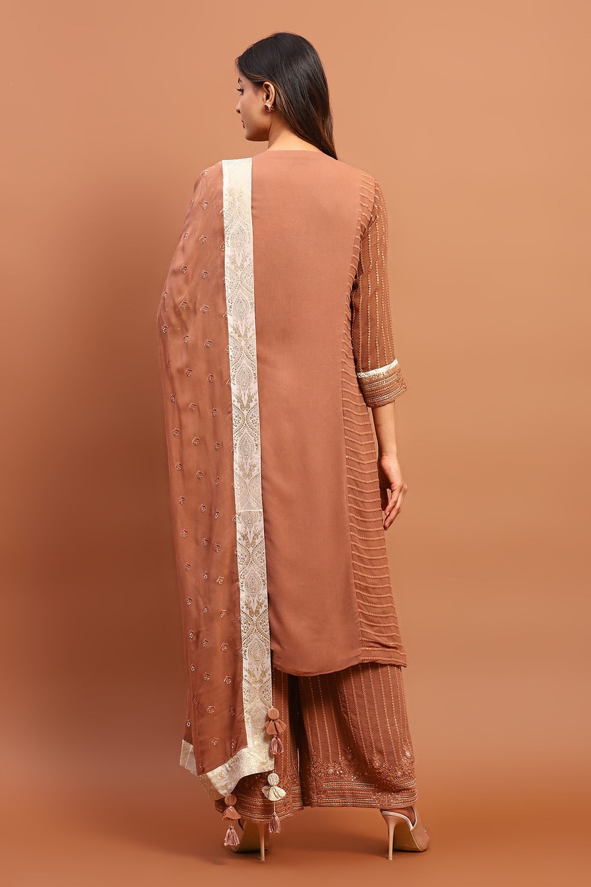 Embroidered Suit Set With Dupatta