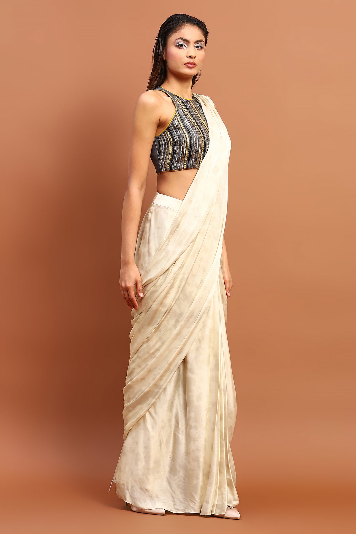 Two Piece Drape Saree Set