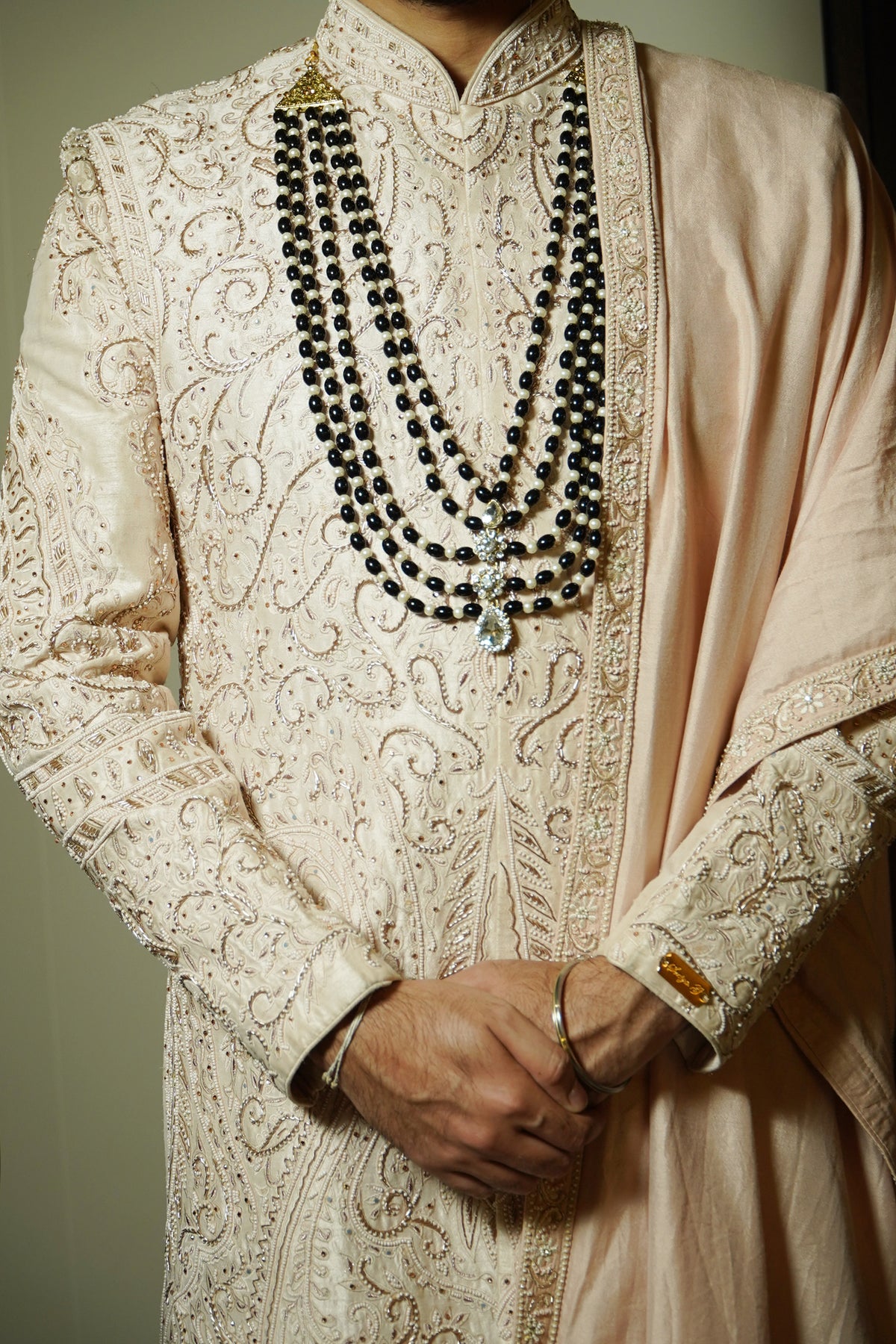 Baby Pink Coloured Sherwani In Lucknowi