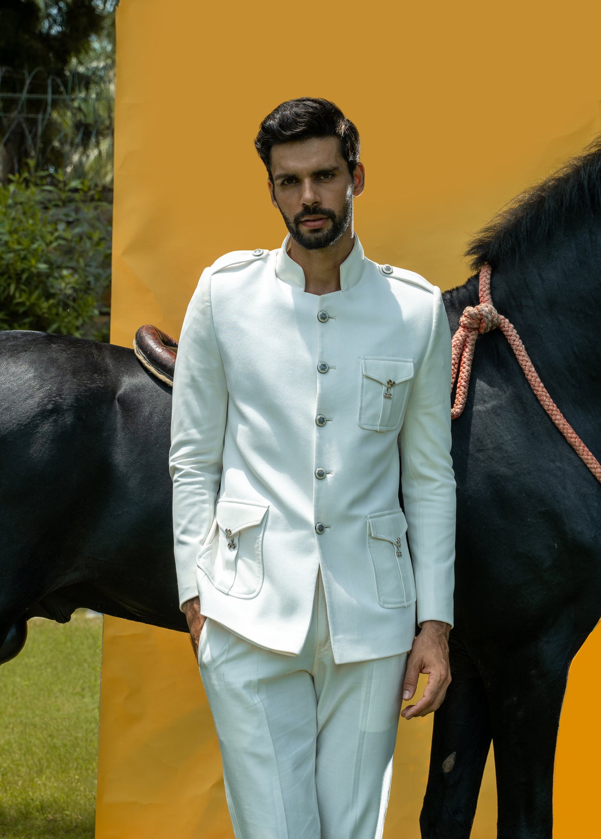 This ivory codroys three pocket jacket