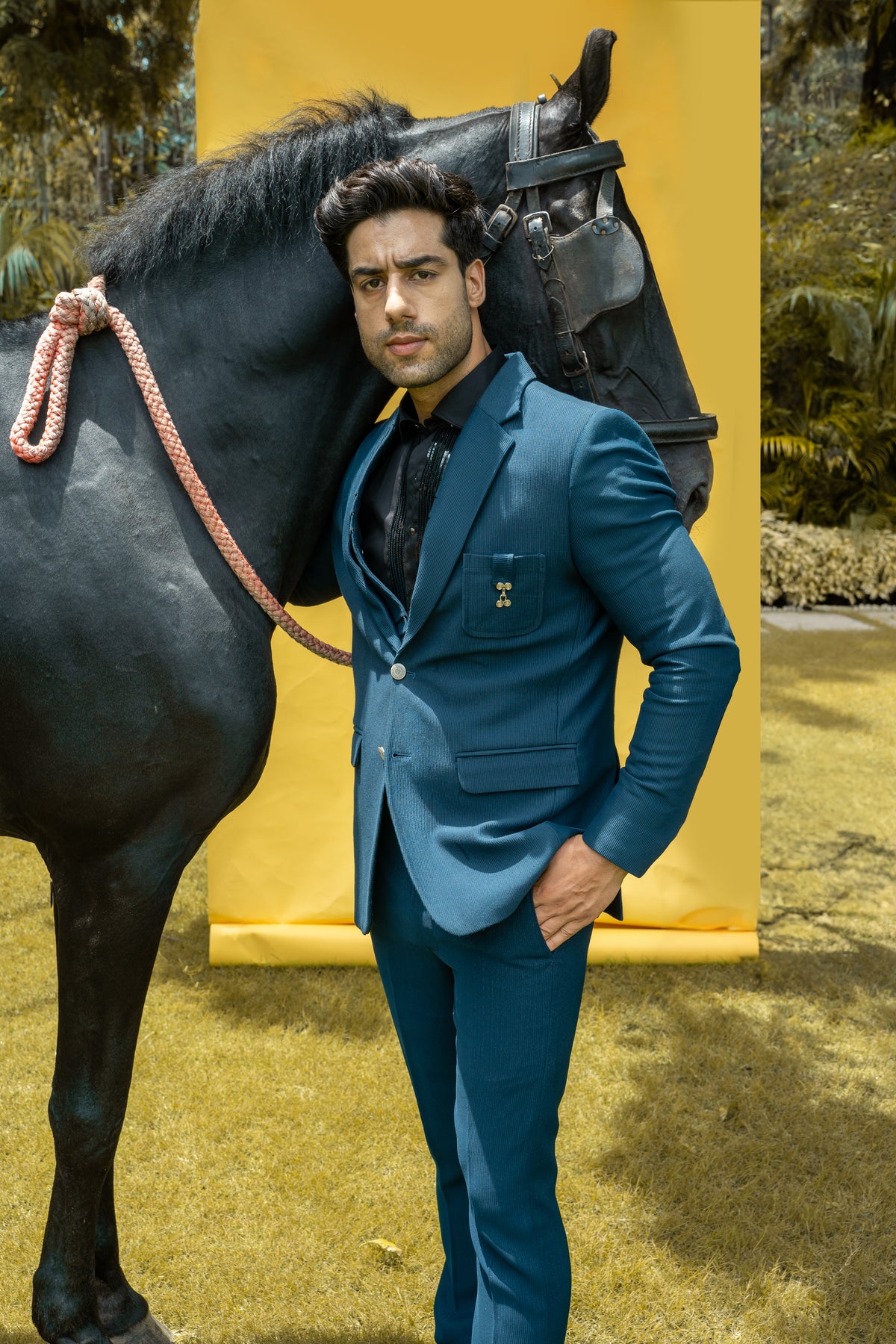 This teal blue corduroy