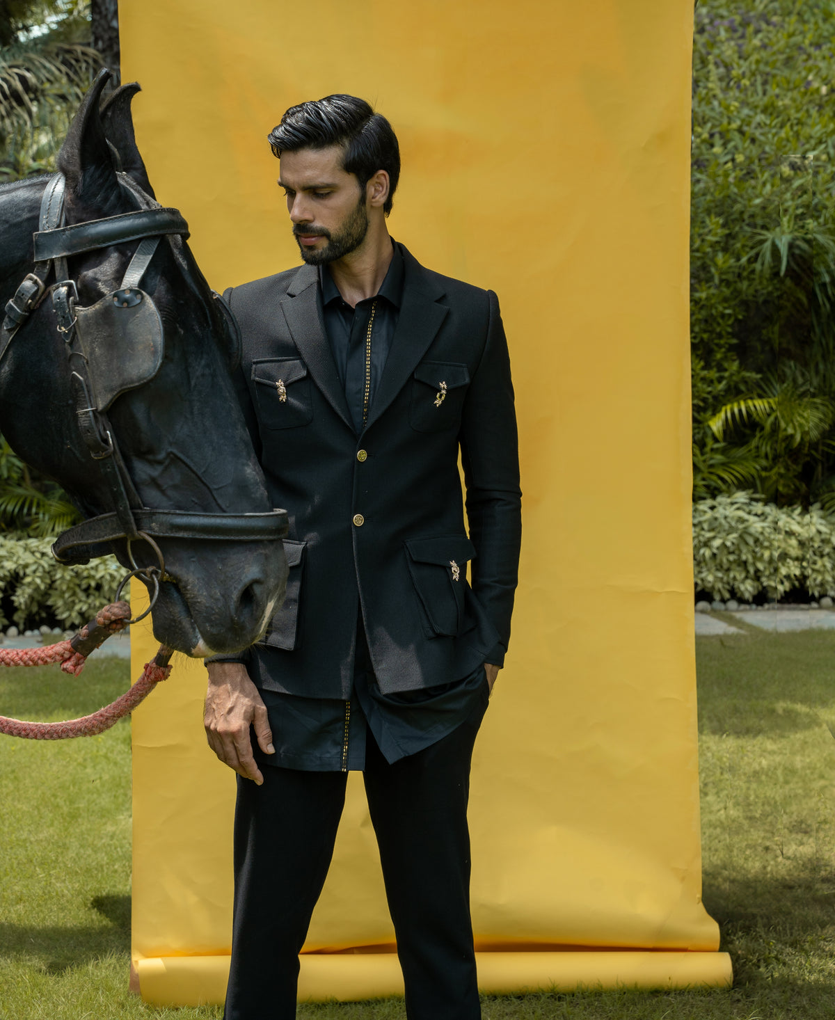 This black corduroy four pocket jacket