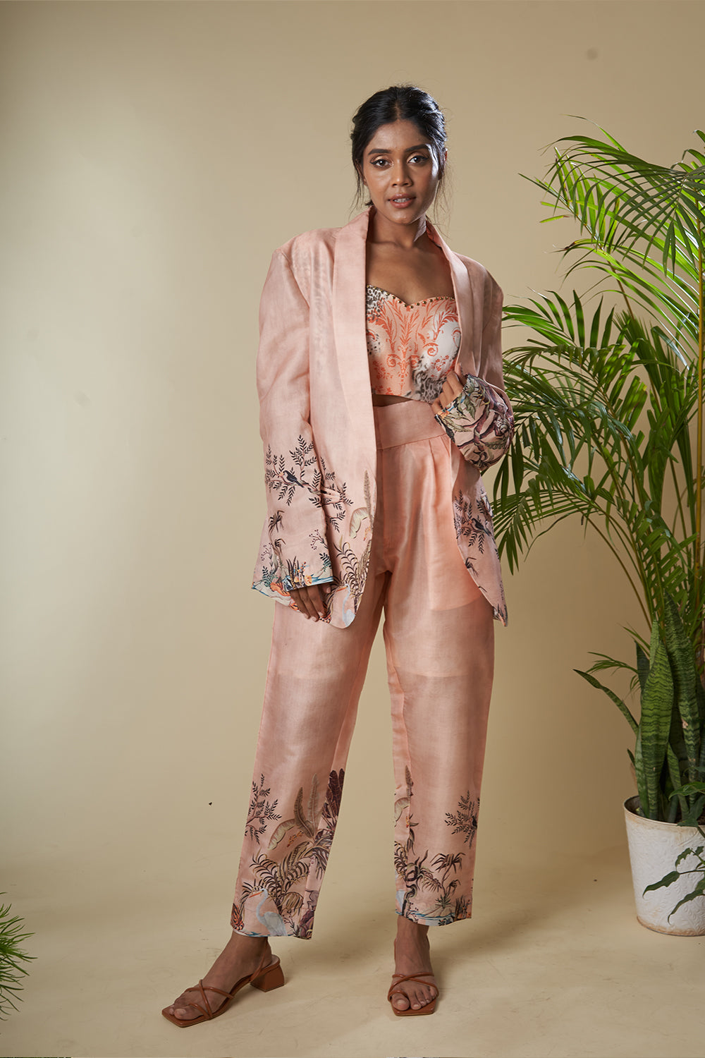 Peach Printed 3 Piece Co-Ord Set