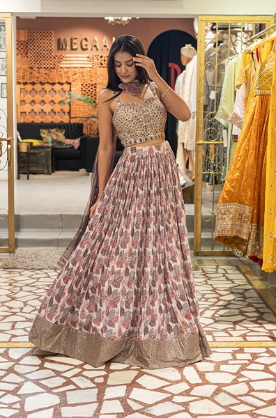 Onion Pink Colour Lehenga With Choker Duppatta