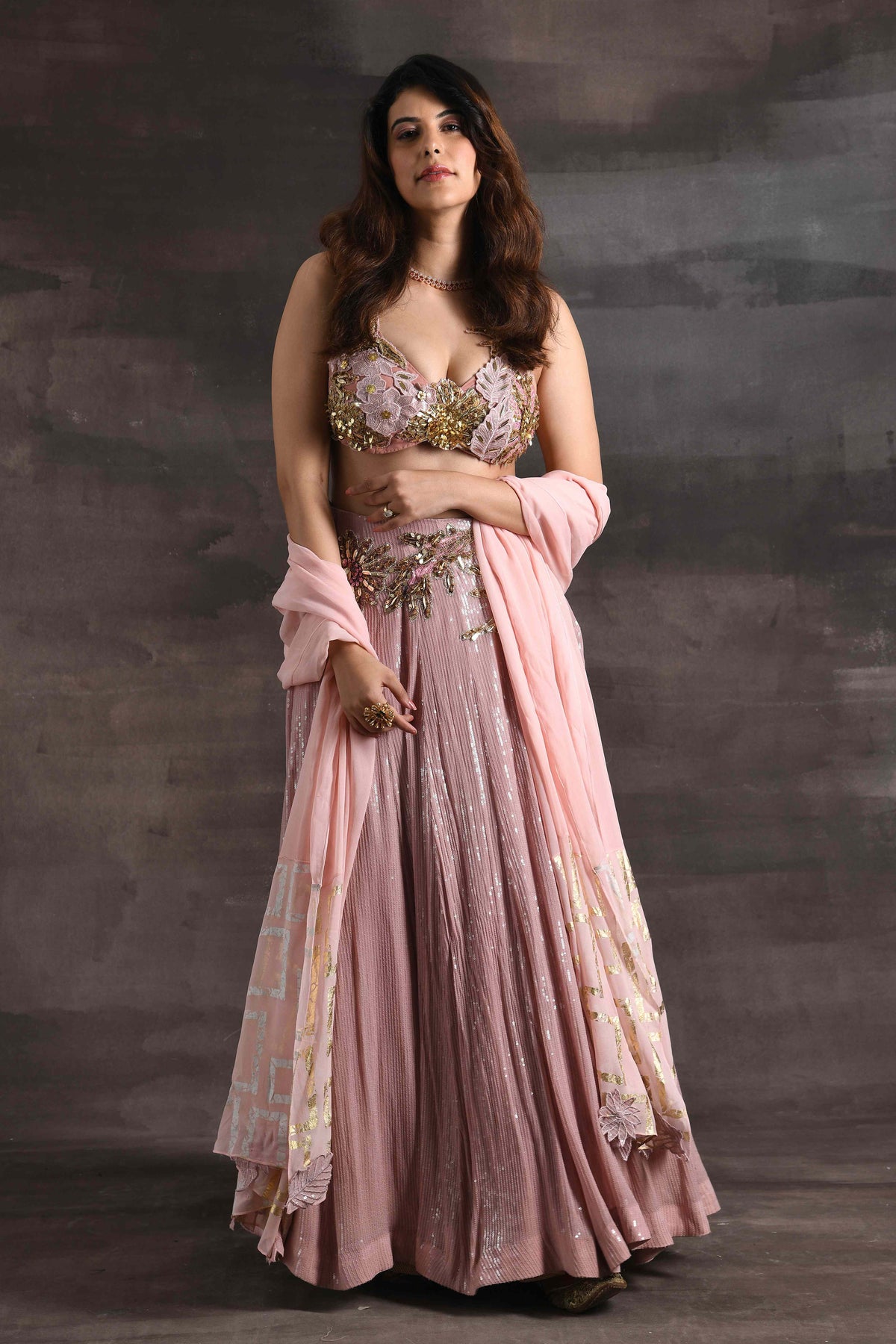 Nude Pink Lehenga Set