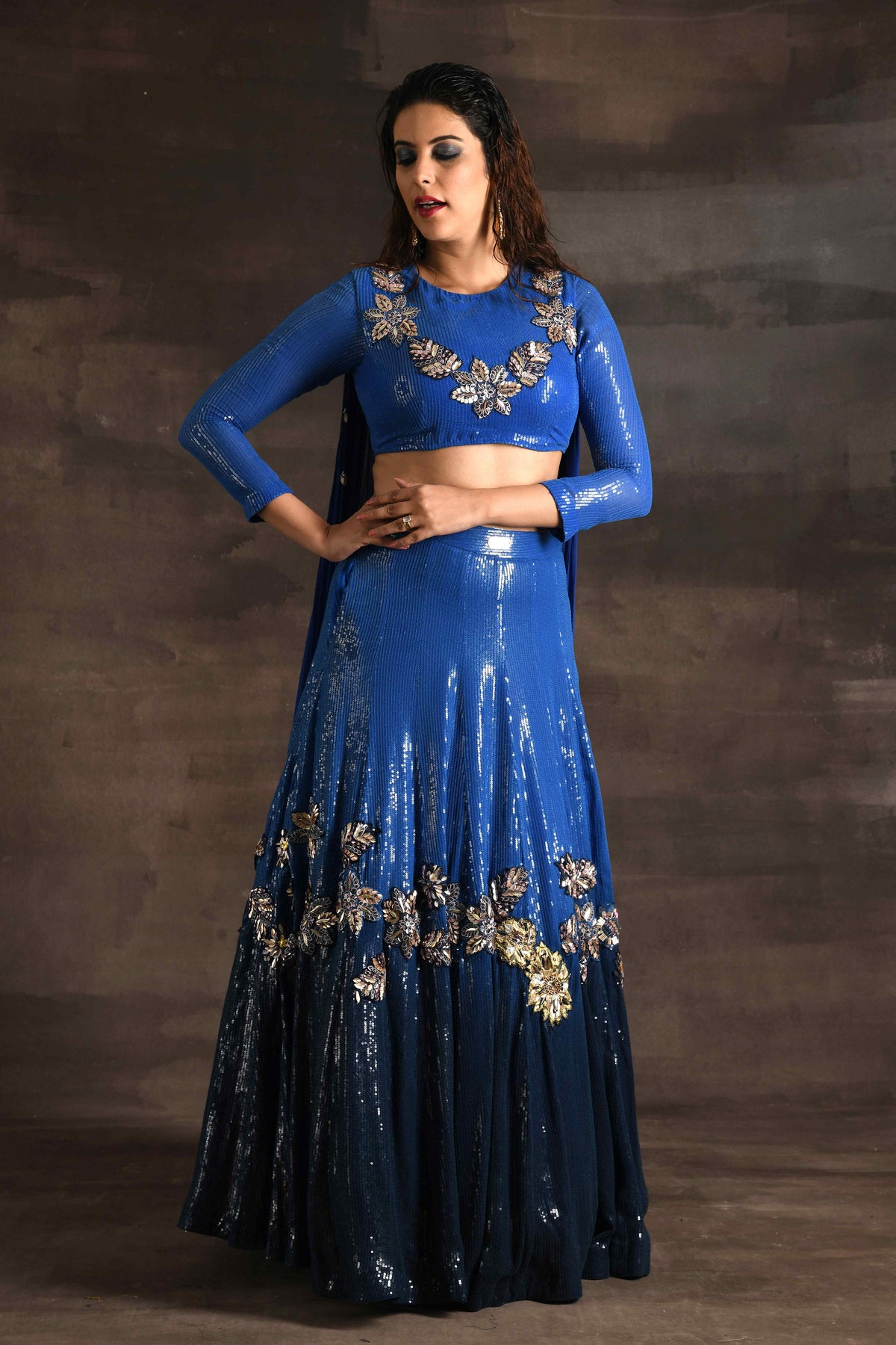 Ombre Blue Lehenga Set