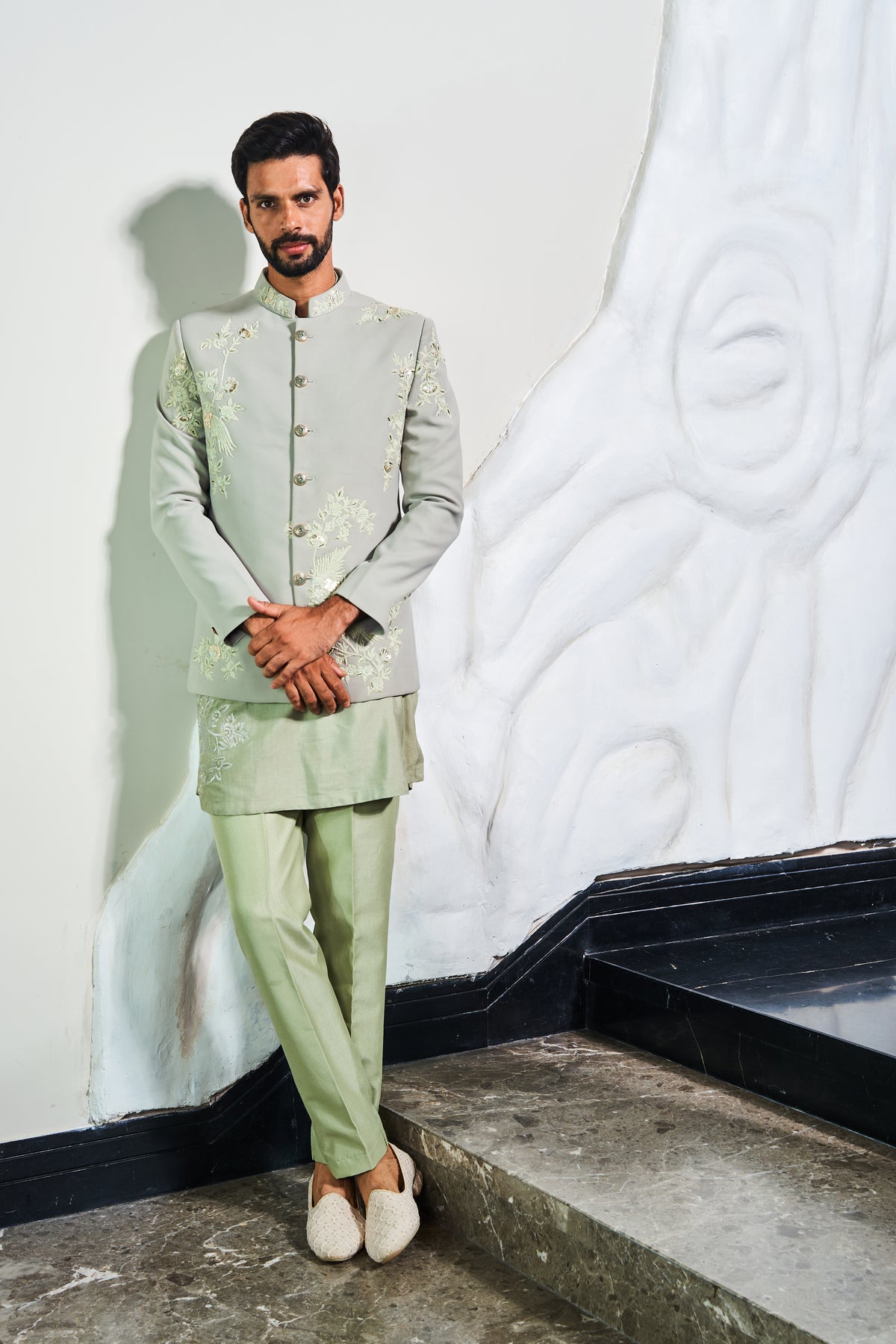 This sea green colored jodhpuri